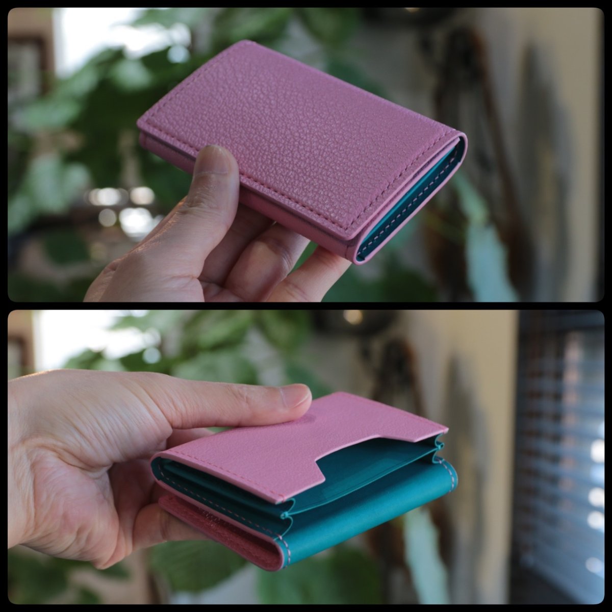 シュリーローズ×ヌメ革染めターコイズブルー