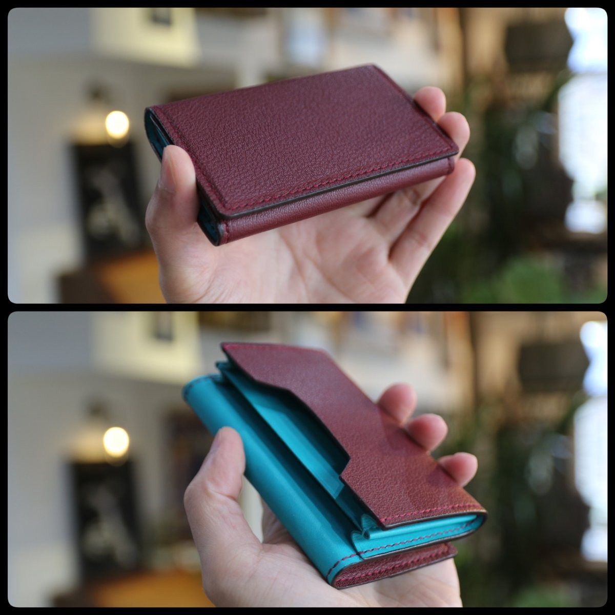 シュリールージュアッシュ×ヌメ革染めターコイズブルー