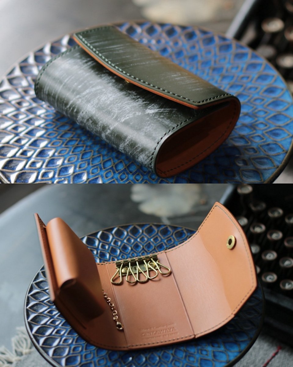 ブライドルレザーグリーンで制作したスマートキーケース