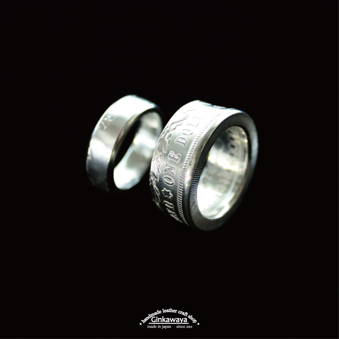 指輪／コインリング／モルガンダラー銀貨／1枚の銀貨からペアリング／silver900