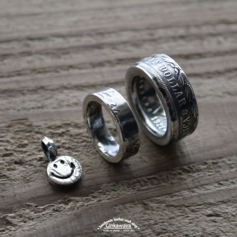 指輪／コインリング／モルガンダラー銀貨／1枚の銀貨からペアリング／silver900