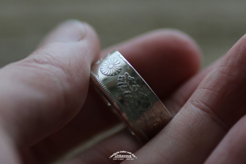 50銭銀貨コインリング 銀貨をリングに加工 平打ちリング