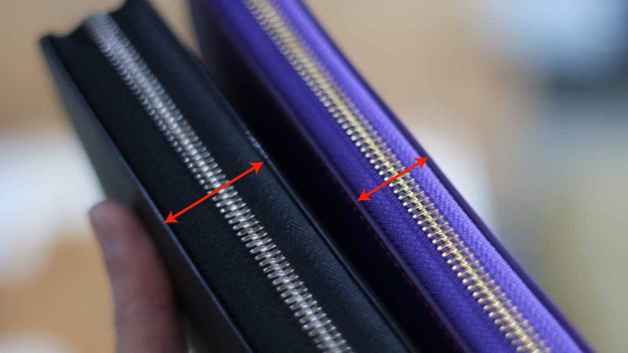 ラウンドファスナー長財布の幅広ファスナー（マチ拡張）カスタム例