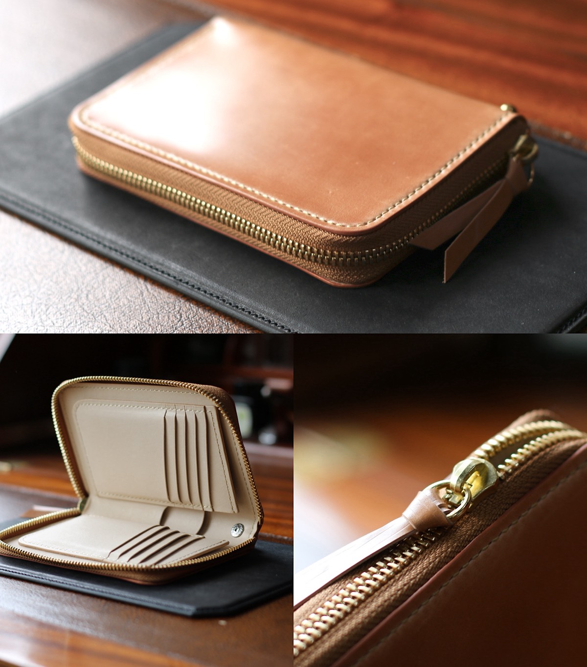 オーダーメイドのラウンドファスナーミドルウォレット