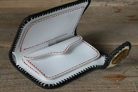 画像2: ダブルステッチ ライダースミドルウォレット (2)